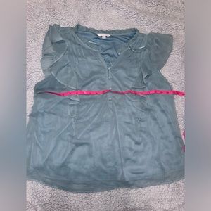 Lauren Conrad Blue XL Blouse With Ruffles and Buttons. NWOT.